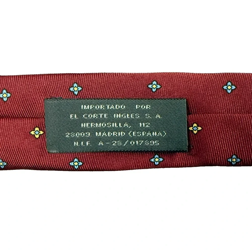BALENCIAGA Pour Homme Tie Mens Burgundy Silk Geometric Italy 62x3.5